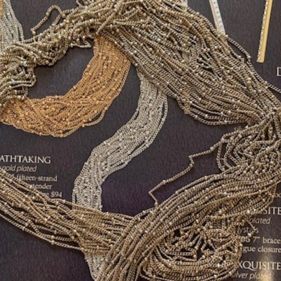 Premier Designs #20239 Matte Gold BREATHTAKING 15-Strand Necklace , 30" long NIB - Picture 7 of 10
